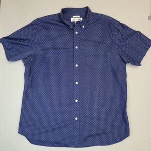 Old Navy Shirt Classic Slim Fit Built In Flex Blue Dot Short Sleeve Button Up XL
